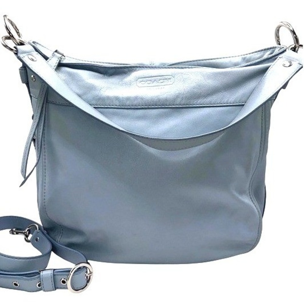 Coach‎ Zoe Light Blue Leather Bag Glove Tanned Hobo Satchel Slouchy F14706